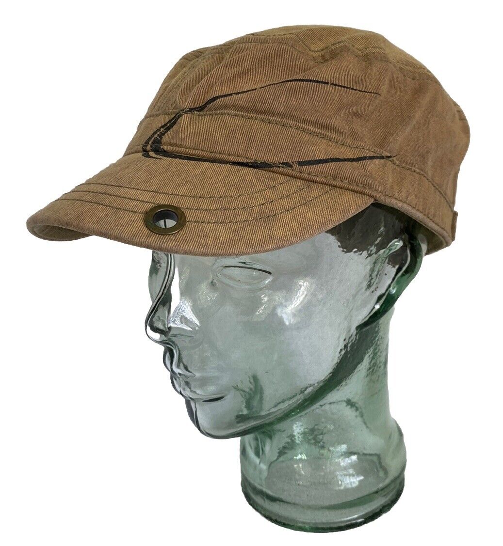Vintage Bud Light Military Style Cap  Tan W/Black Stitching One Size Adjustable