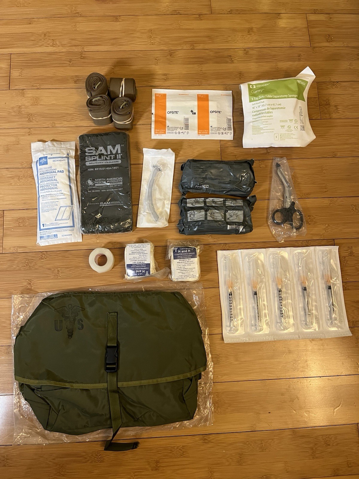 USGI OD Green CLS Alice Bag First Aid Tri-Fold Supply Kit Combat Lifesaver Army