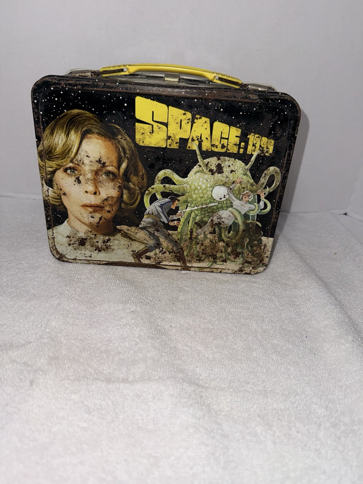 VINTAGE 1975 SPACE: 1999 Double Sided Metal Tin Sci-fi Lunch Box *No Thermos*