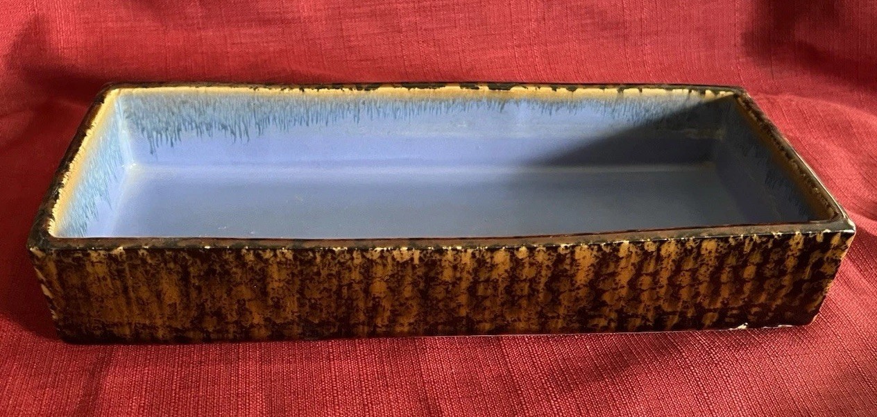 Bonzai Planter Ikebana Pot Brown Blue Glaze Succulant Tray Planter Vintage