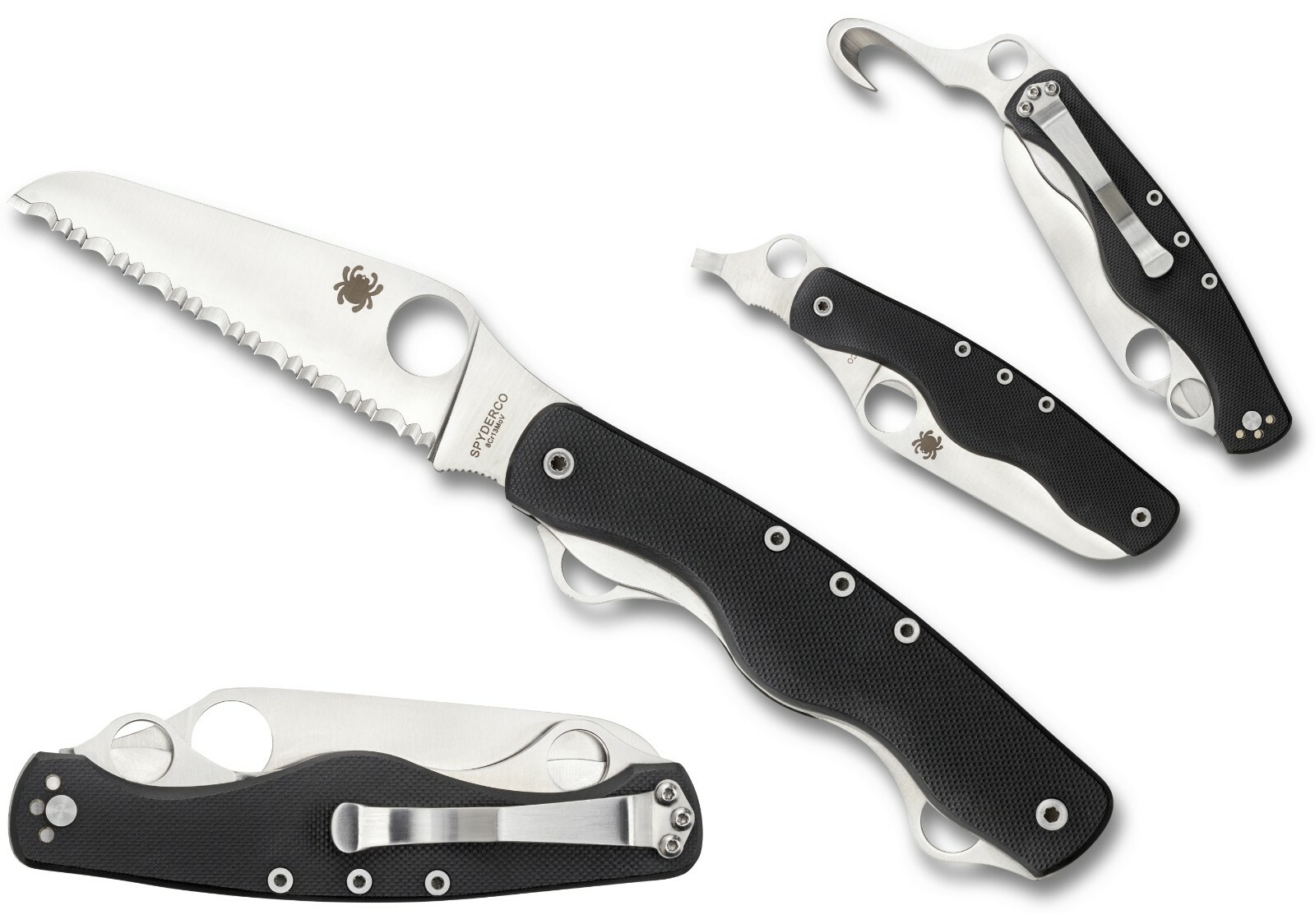 SPYDERCO ClipiTool Rescue Numbered, Multi Function Folding Knife Blk G-10 C209GS