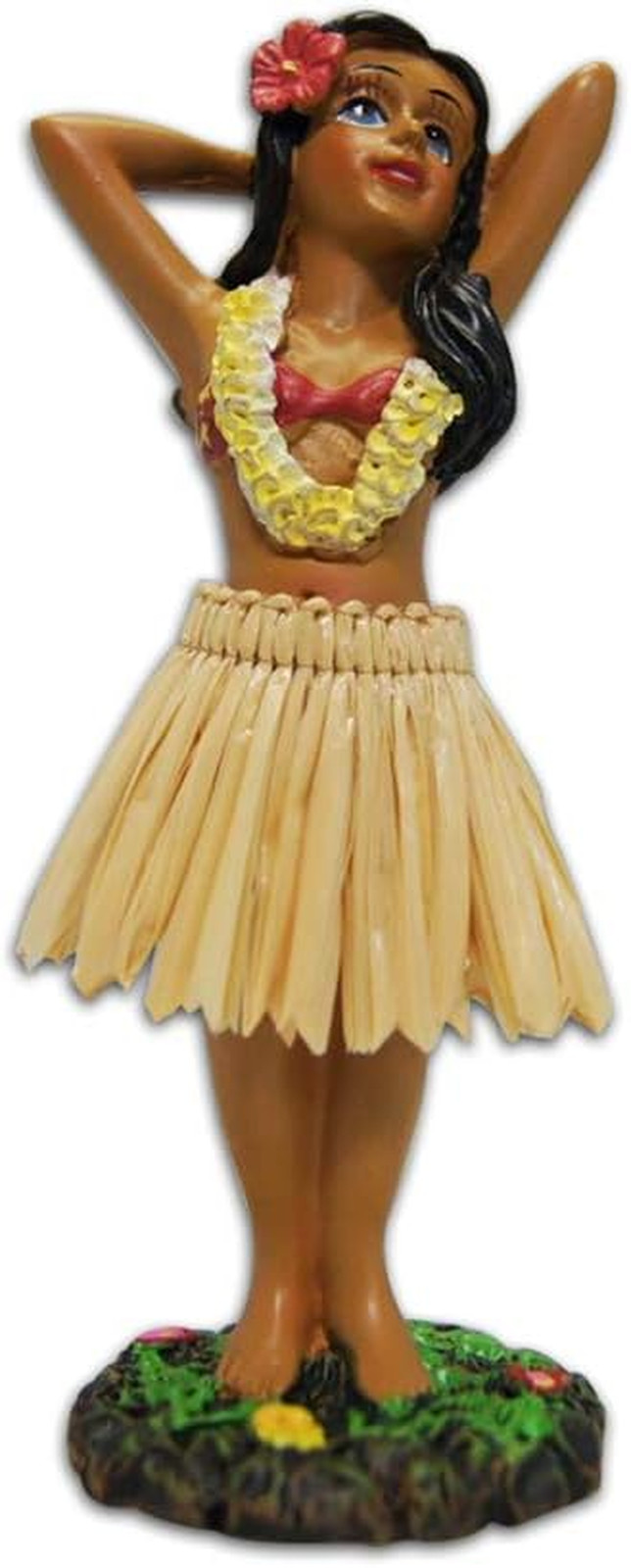 Hula Girl Posing Mini Dashboard Doll Polyresin 4.4 Inches Car Decor Office