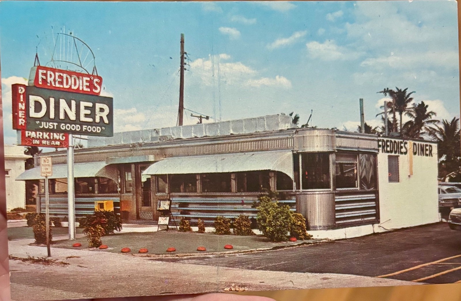 Vintage 1950s Hollywood Florida Freddie's Diner Roadside Postcard
