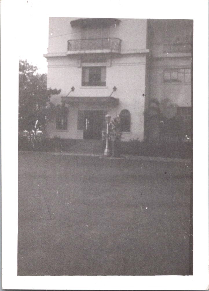 Historic Multi-Story Building Entrance, 1930s B&W Architectural Snapshot Photo