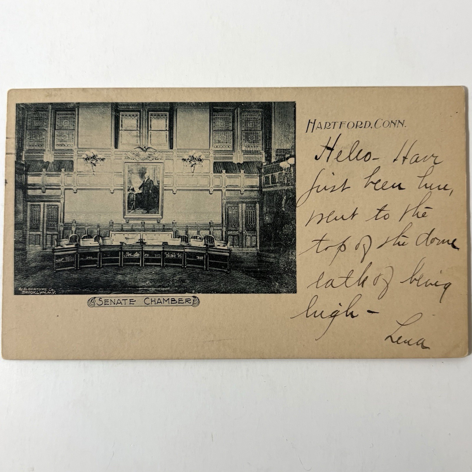 Antique Hartford CT Senate Chamber Postcard State Capitol Private Mailing Card