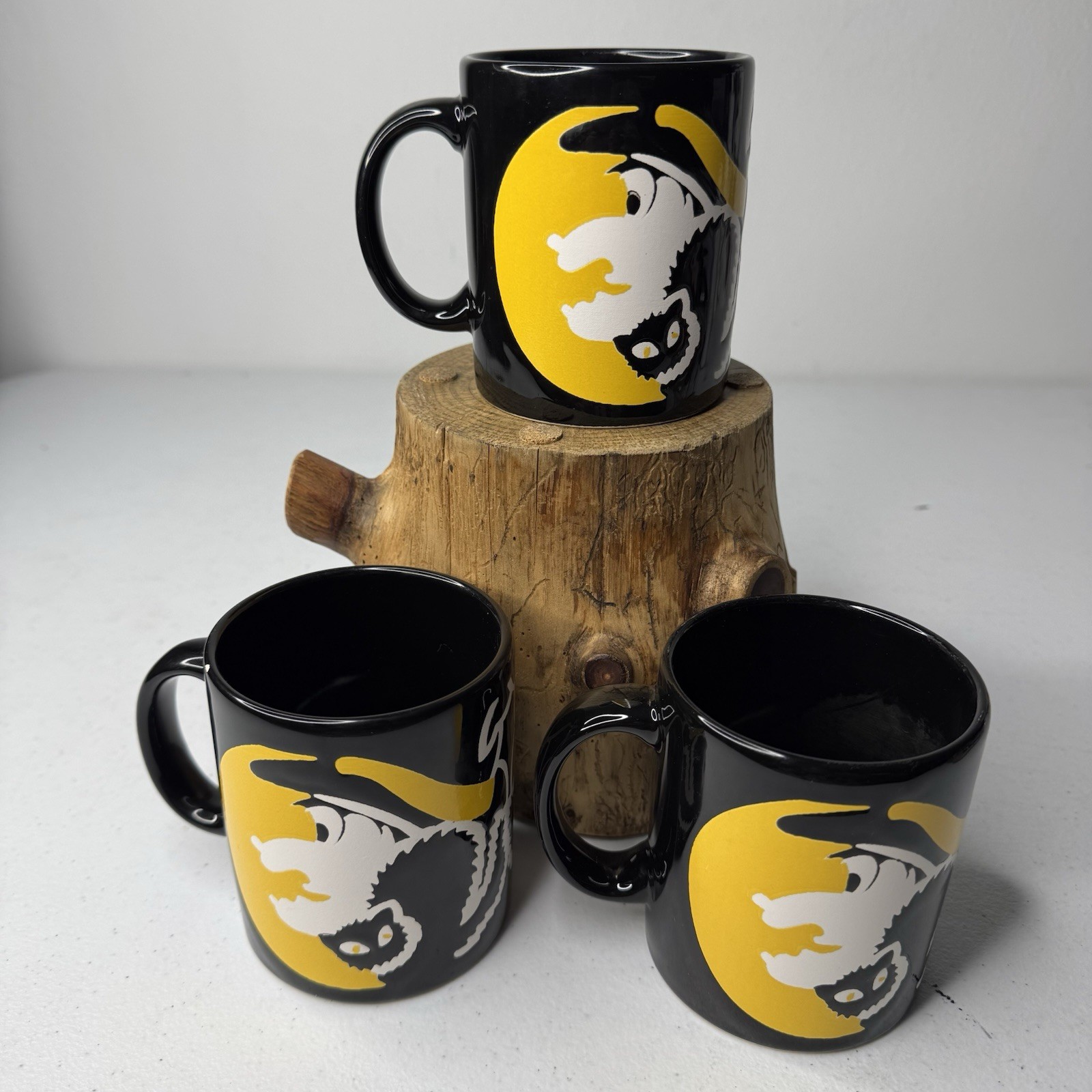 Rare Vtg Waechtersbach Set/3 Halloween Mugs Witch Made in Spain Black Cat Coffee