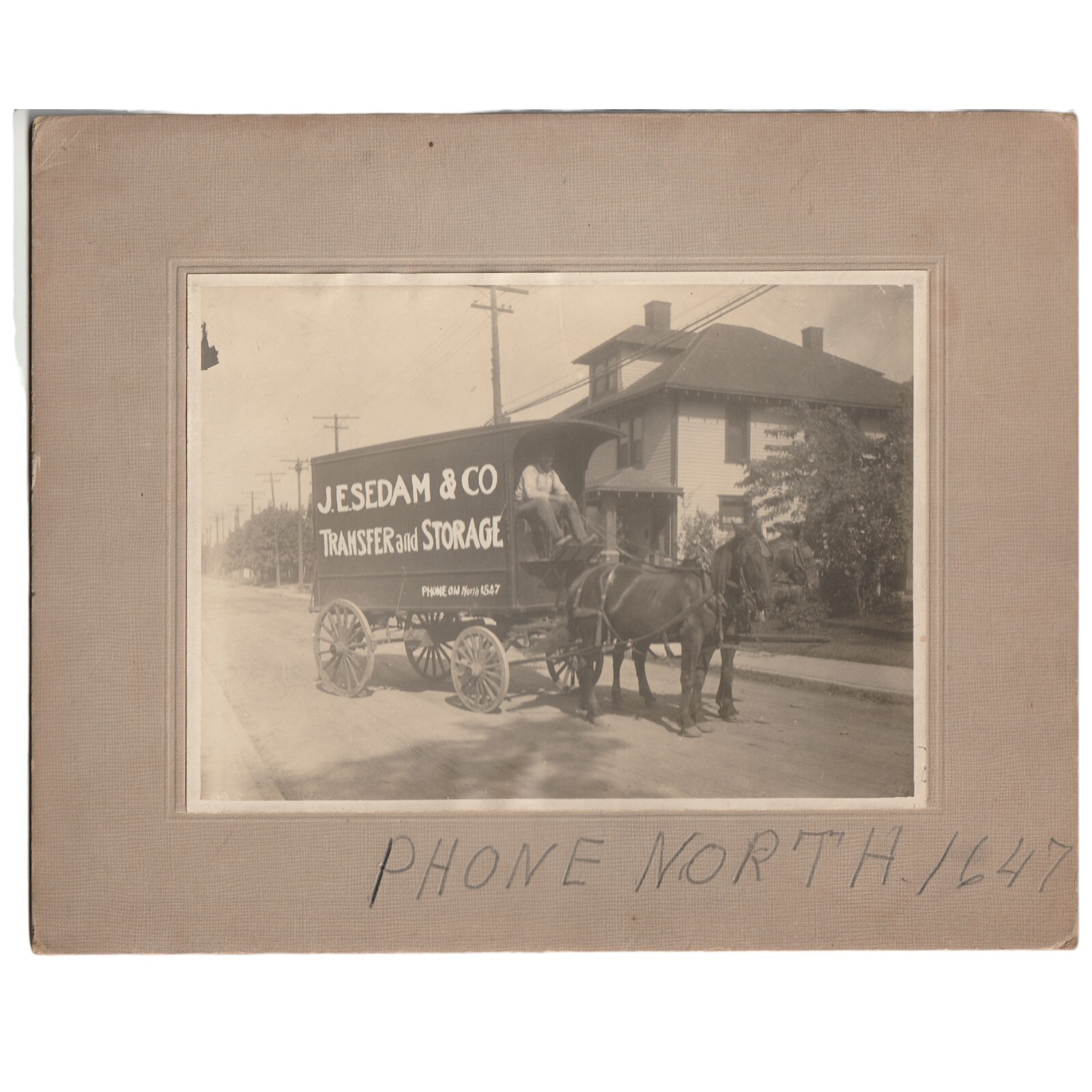 Broad Ripple Jesedam & Co Transfer & Storage Cabinet Card 1890 Horse & Cart Broad Ripple Jesedam & Co Transfer & Storage Cabinet Card 1890 Horse & Cart