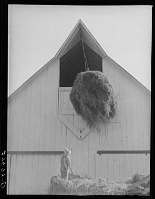 Photo:Jasper County Iowa Maxwell Farm 1939 Hay Loading Barn FSA Rothstein