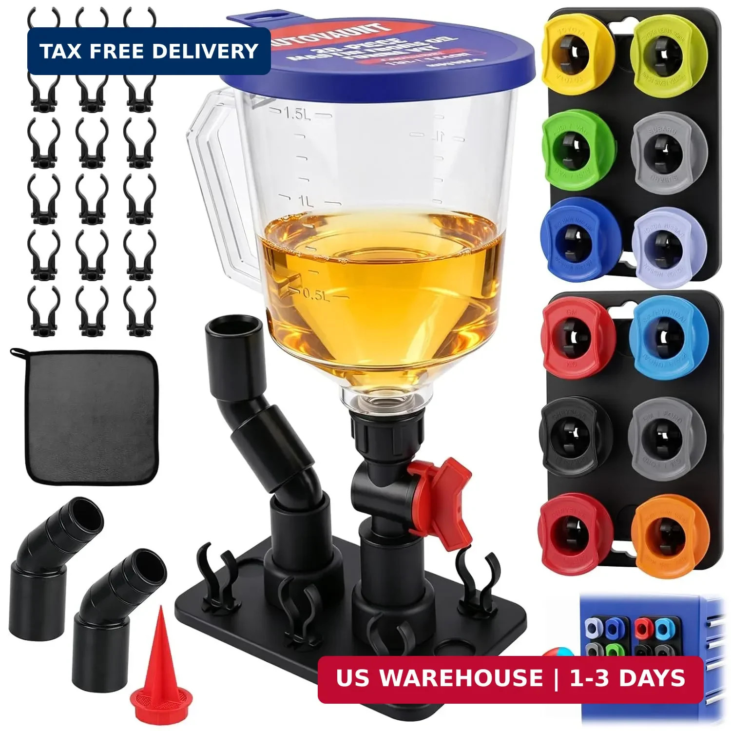 20-Piece Oil Funnel Kit, Engine Oil Funnel Kit 1.59QT/1.5L, Spill-Proof Oil Chan