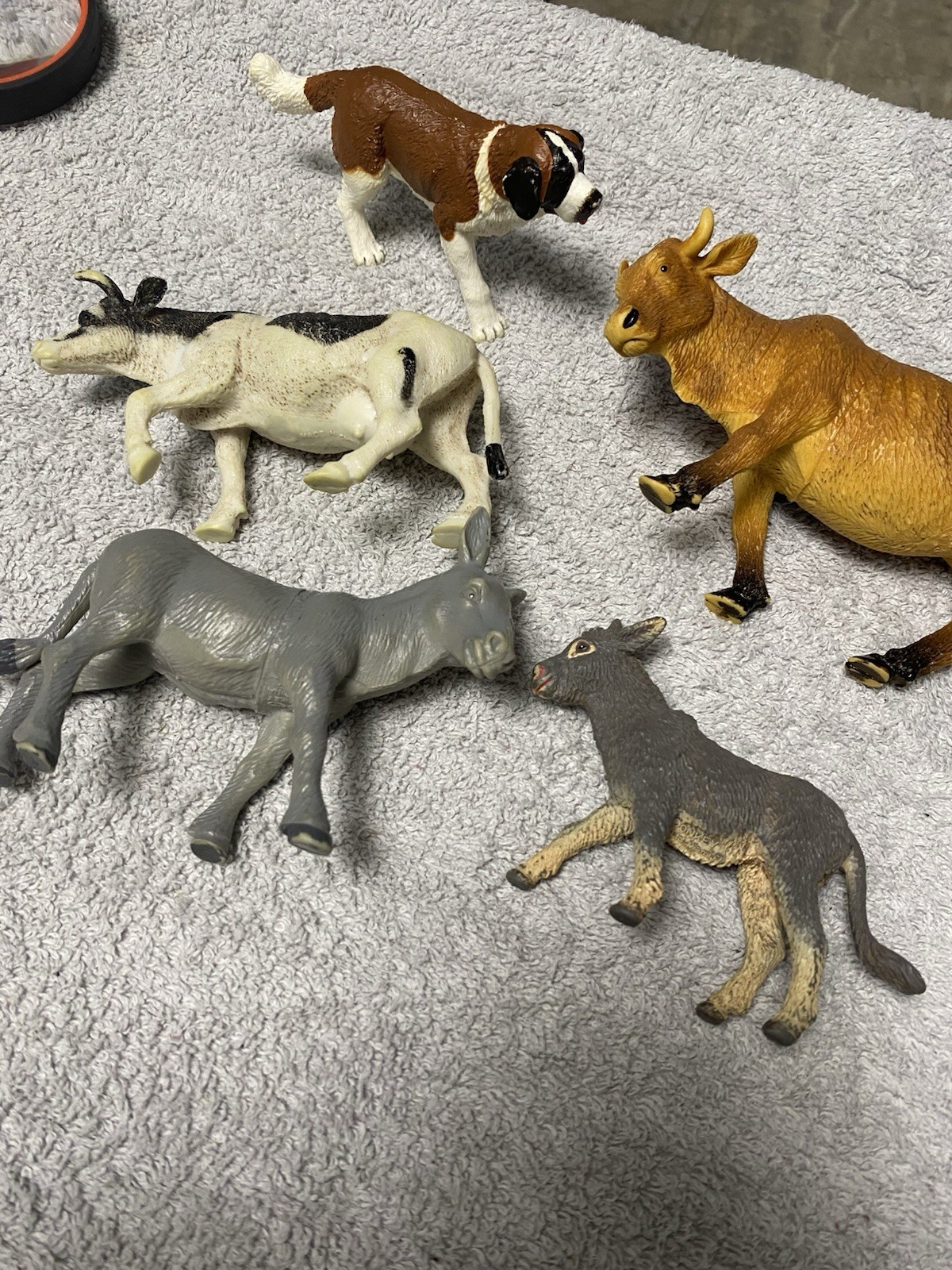 Plastic Farm Animals Vintage LTD Schleich Lot of F St. Bernard Dog Donkey Cows
