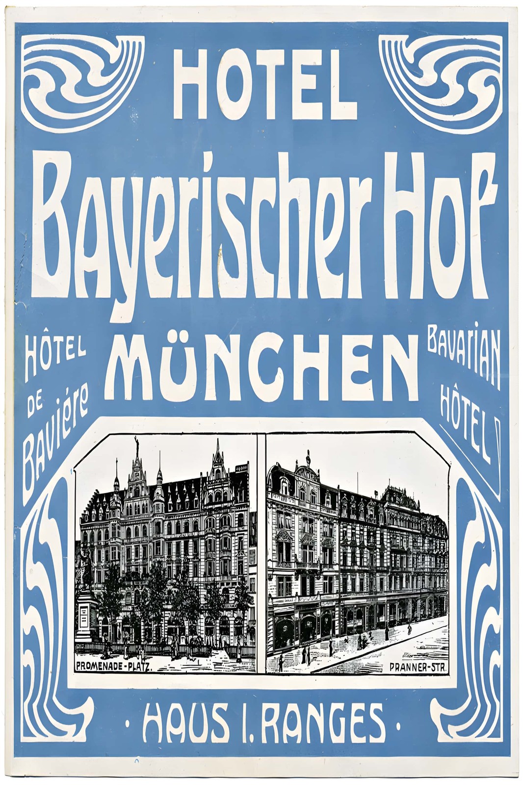 🏨 Hotel Bayerischer Hof München Poster - 1900s Vintage Ad 24x36” - Rare