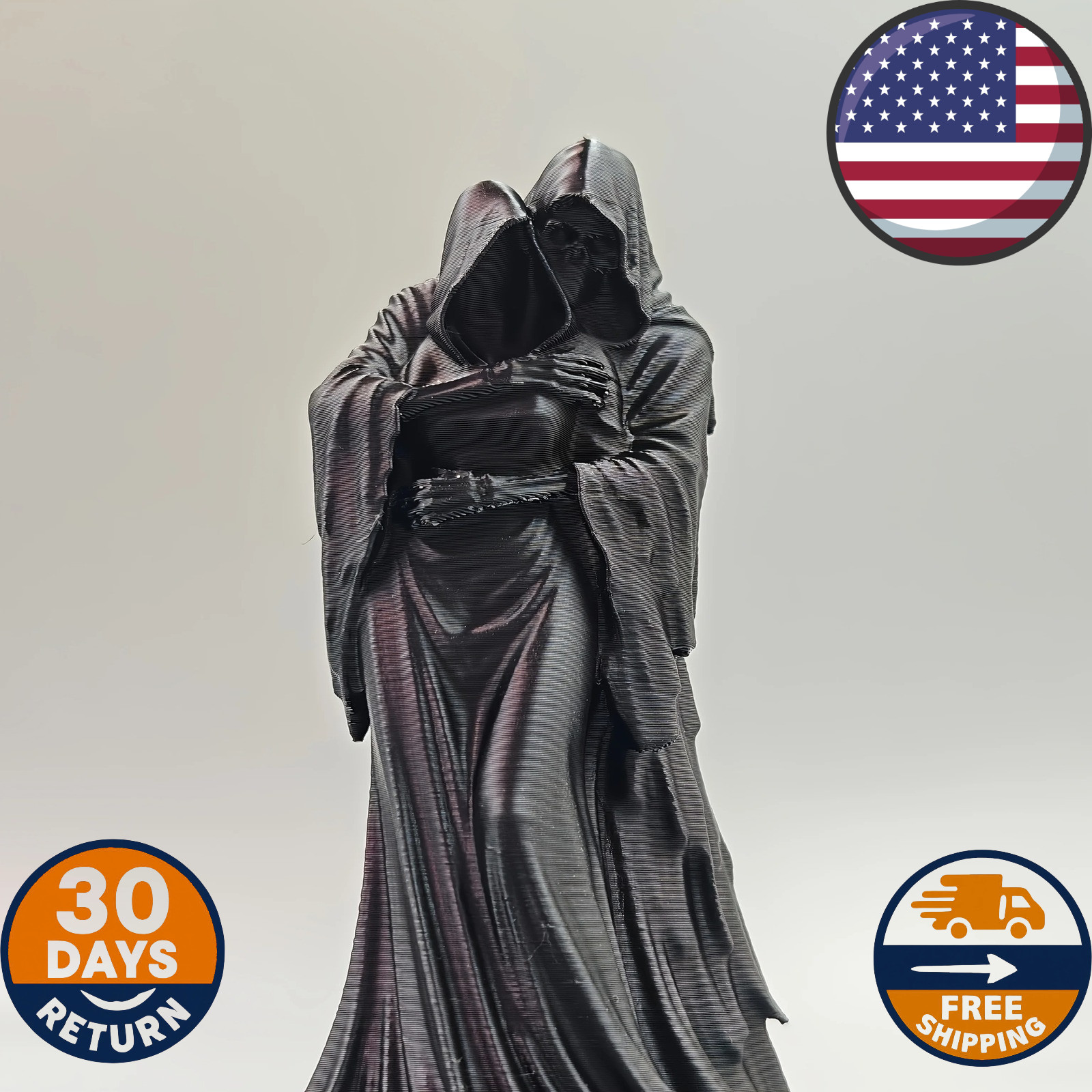 Dark Grim Reaper Hug Statue Gothic Skull Figurine Desktop Bookshelf Decor USA 