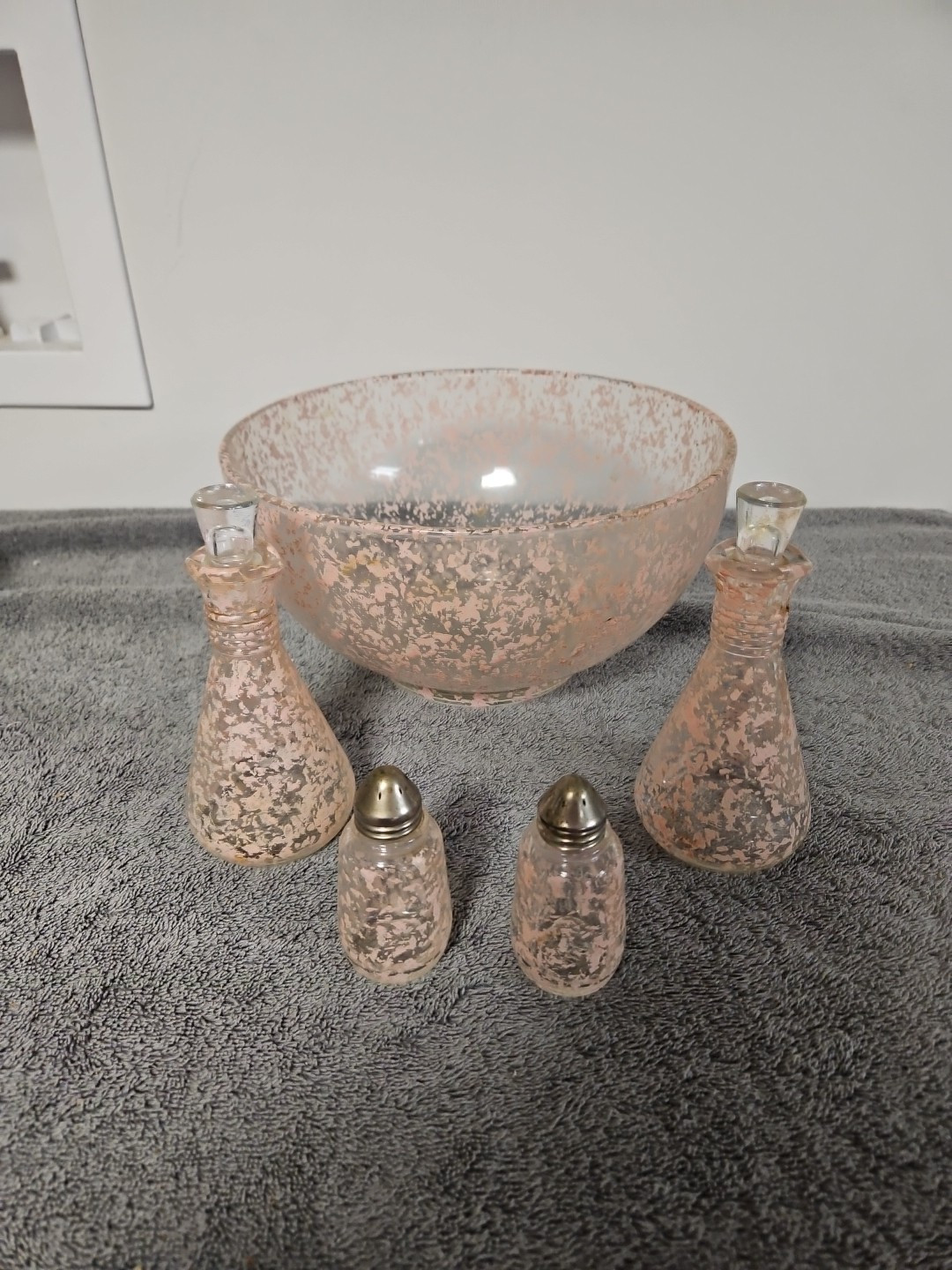 Vintage Hazel Atlas Pink Spaghetti Salad Set
