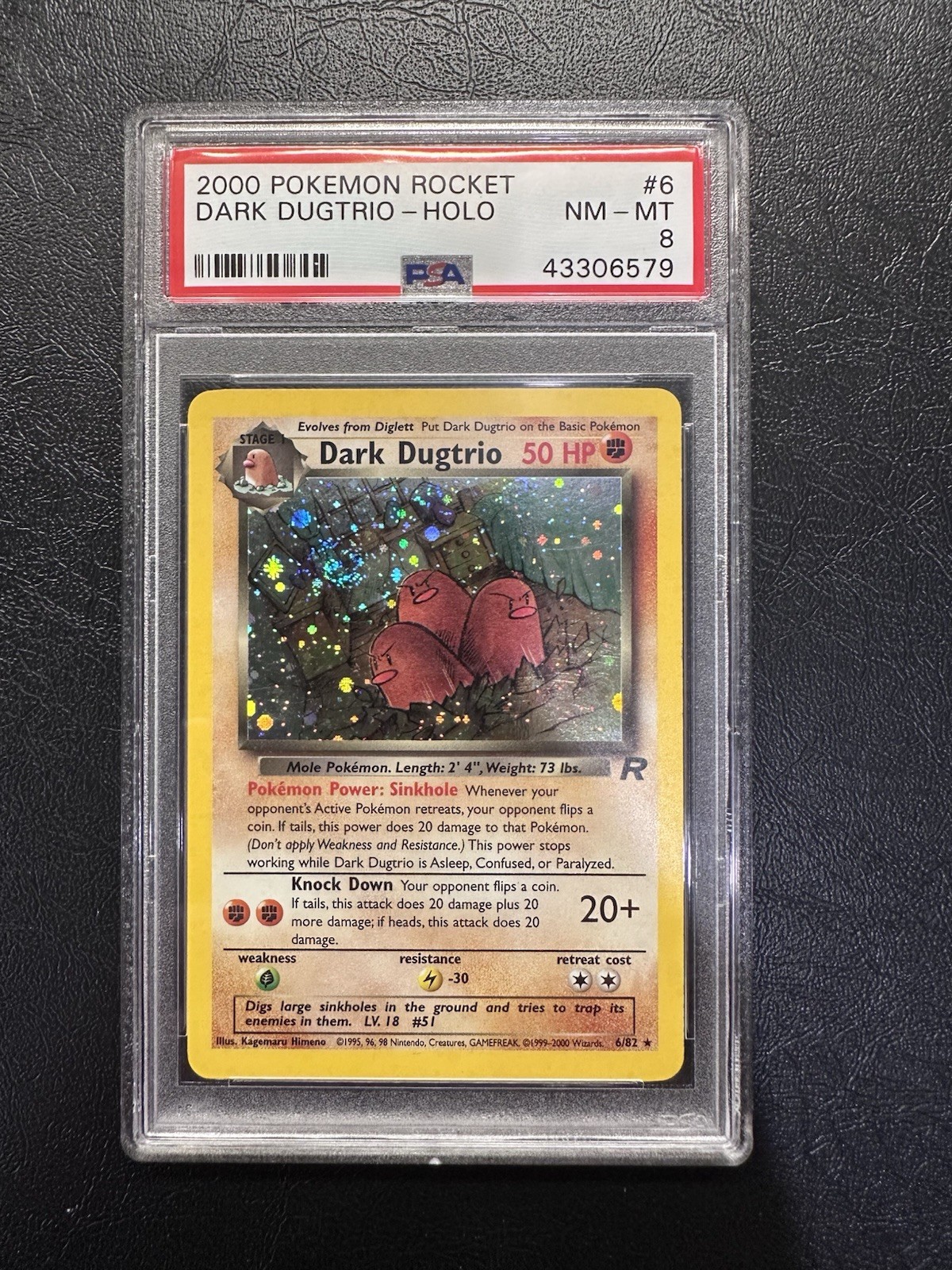 2000 Pokémon Team Rocket Dark Dugtrio Holo 6/82 PSA 8