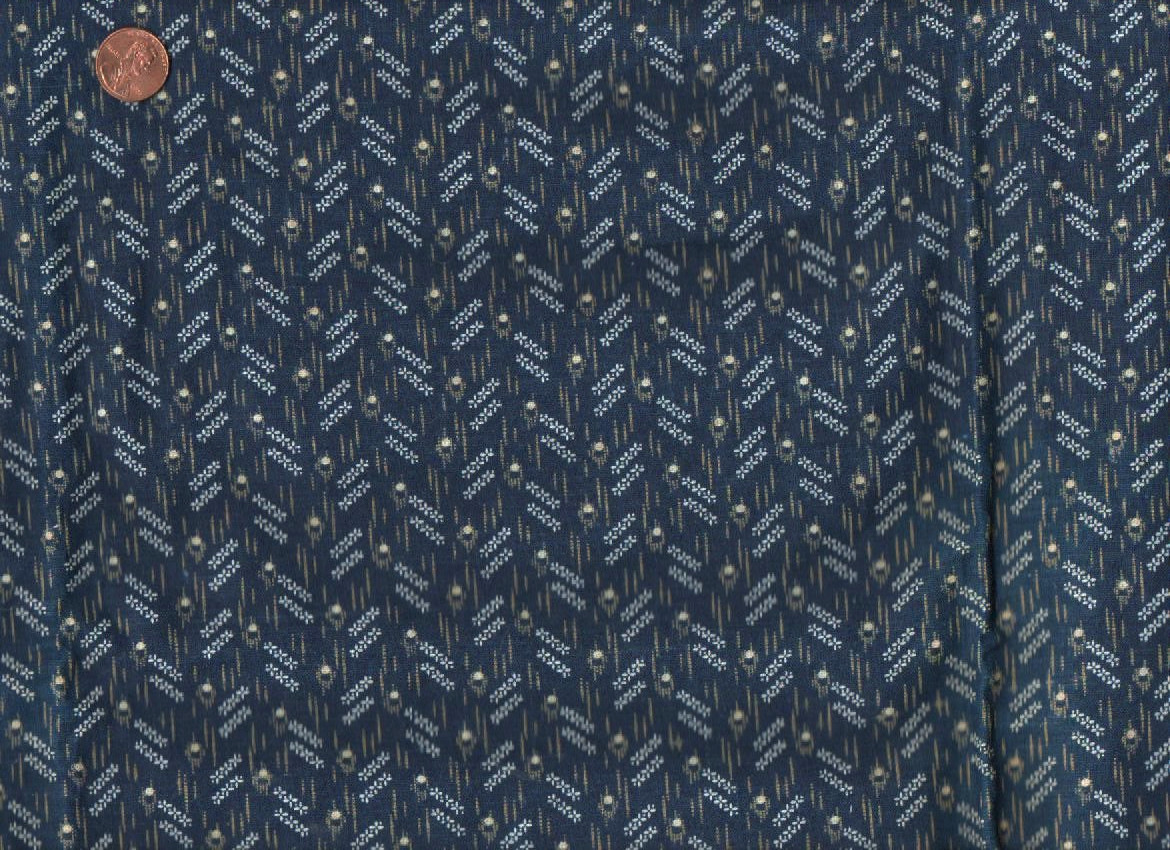 Antique 1870 French Indigo Stripe Fabric