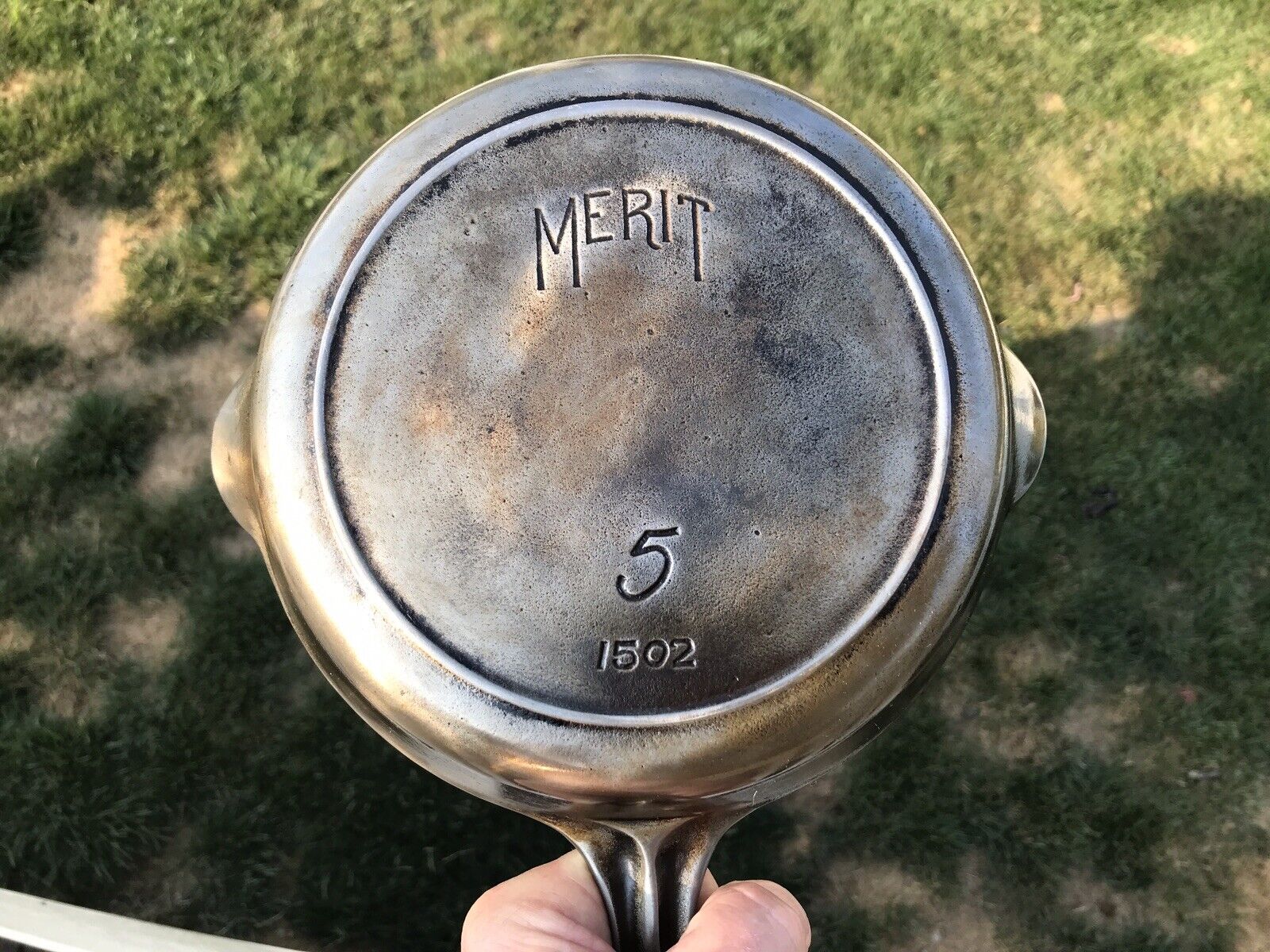 RARE 1920's Griswold Merit #5 Cast Iron Skillet Heat Ring Sears MINT #1502 NICE