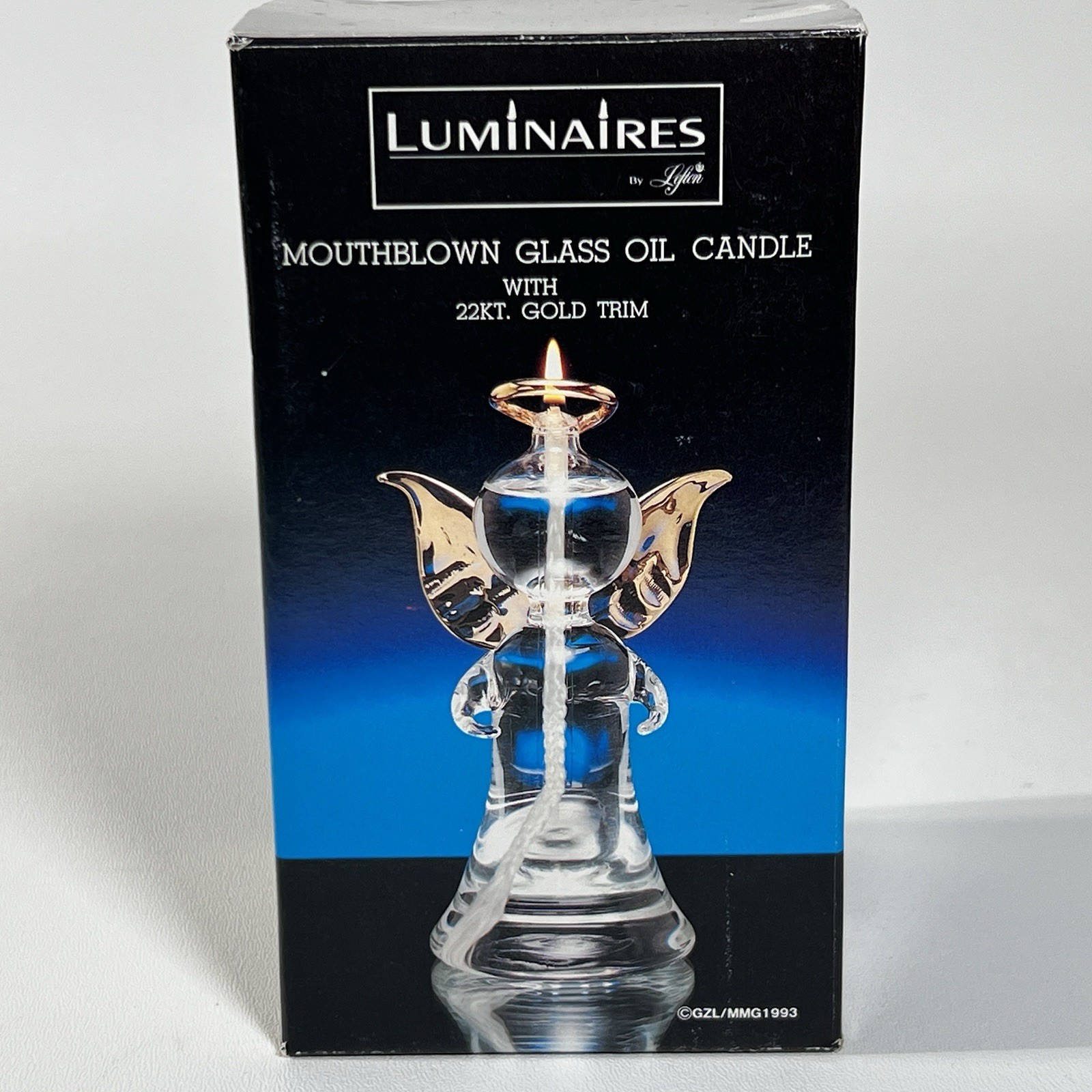 Lefton Glass Angel Luminary Oil Candle Mouthblown With 22 kt Gold Trim 4.5”