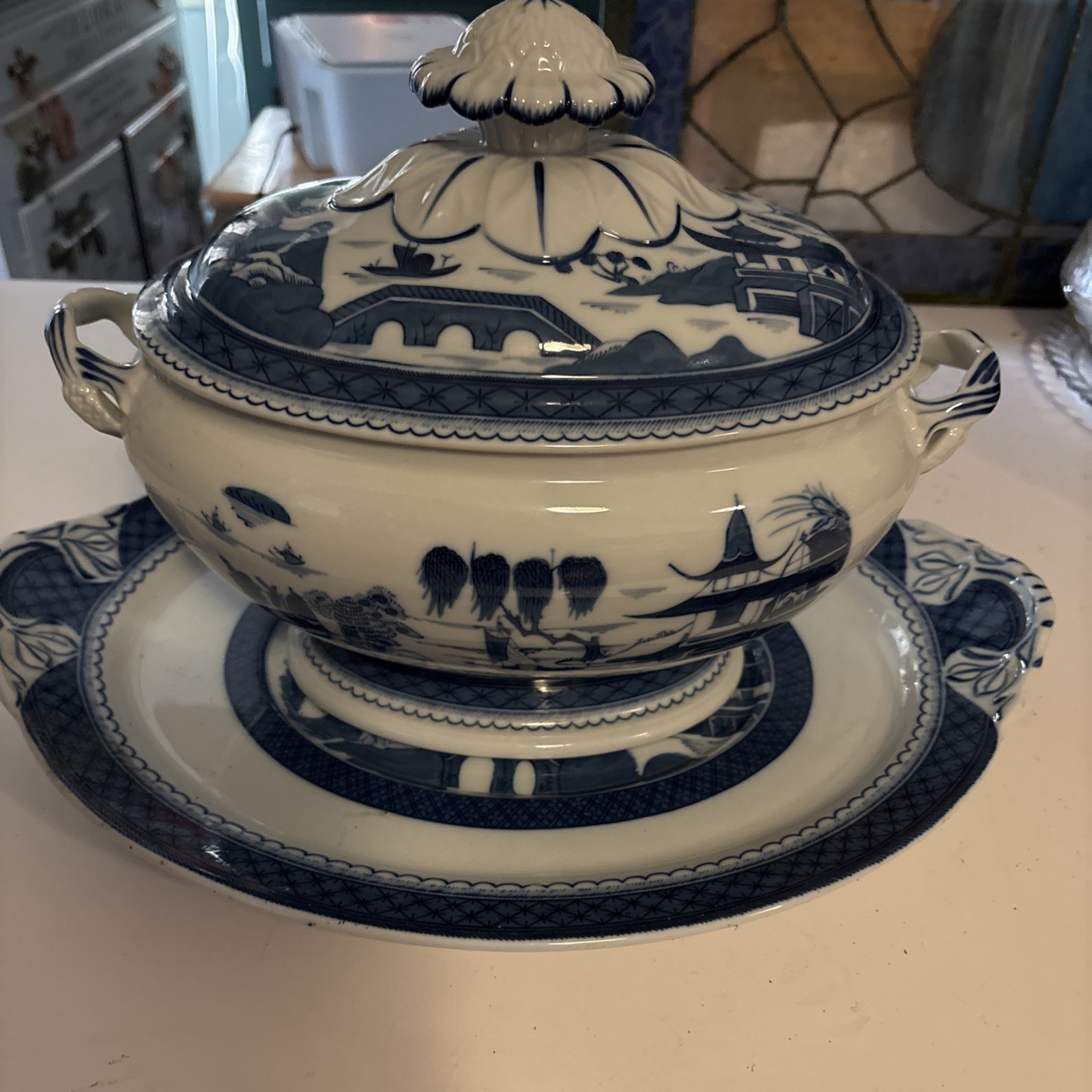 Mottahedeh Historic Charleston Canton Blue & White Porcelain Soup Tureen/Platter