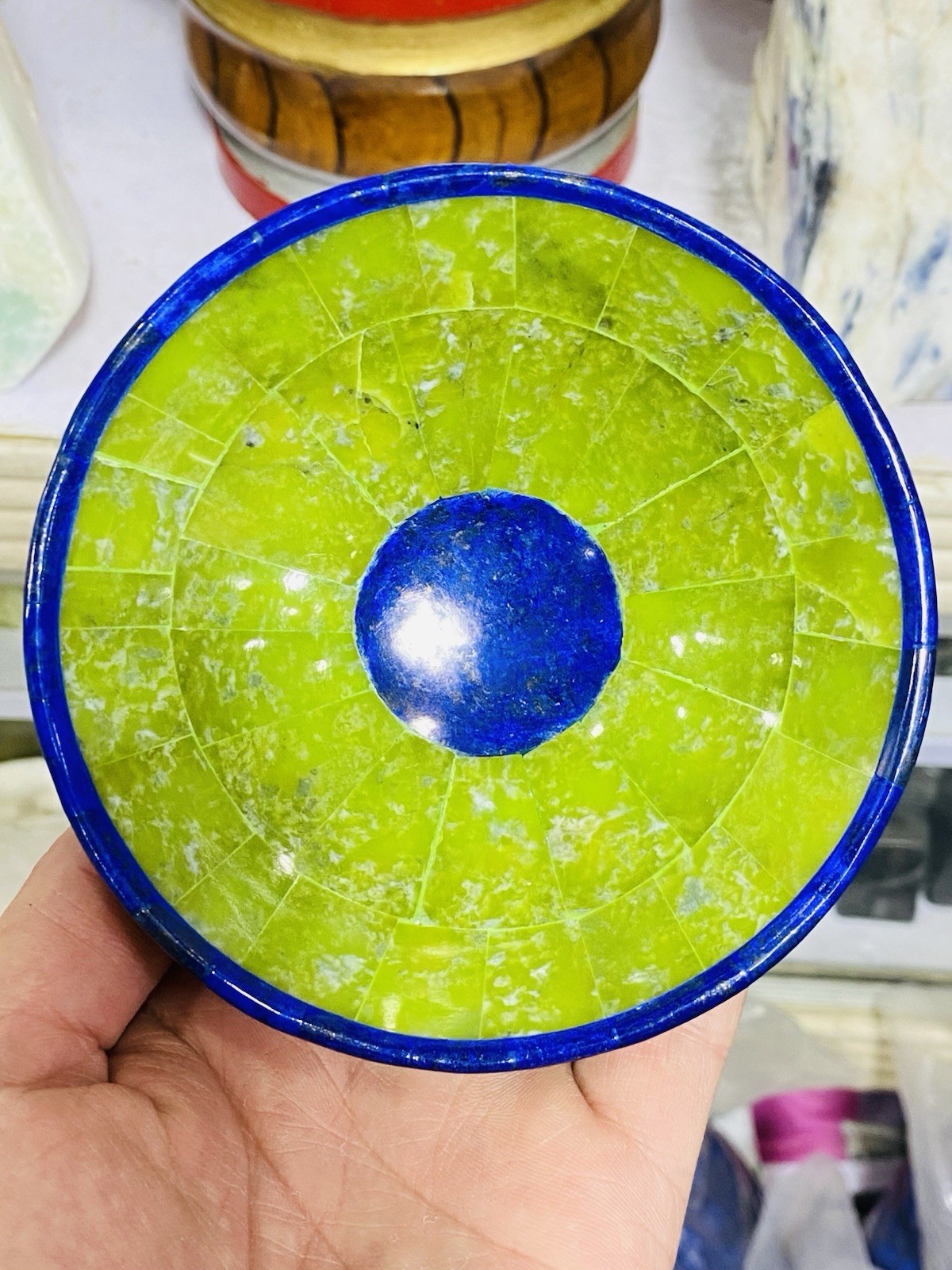 Serpentine Lapis Lazuli Mix Bowl  5inch Handcrafted