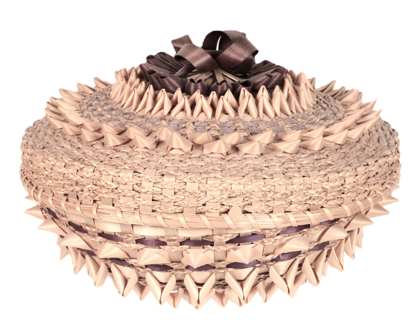 Penobscot Maine Porcupine Weave Basket Early 20th Century   Size 5.875\