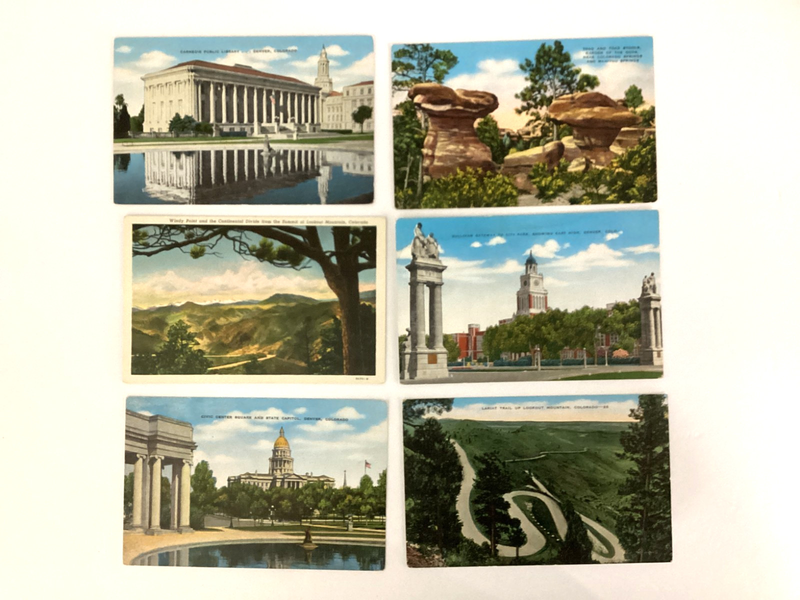 ANTIQUE LINEN POSTCARDS by CLARK KROPP & AMERICAN ART UNPOSTED DIVIDED LOT OR 6