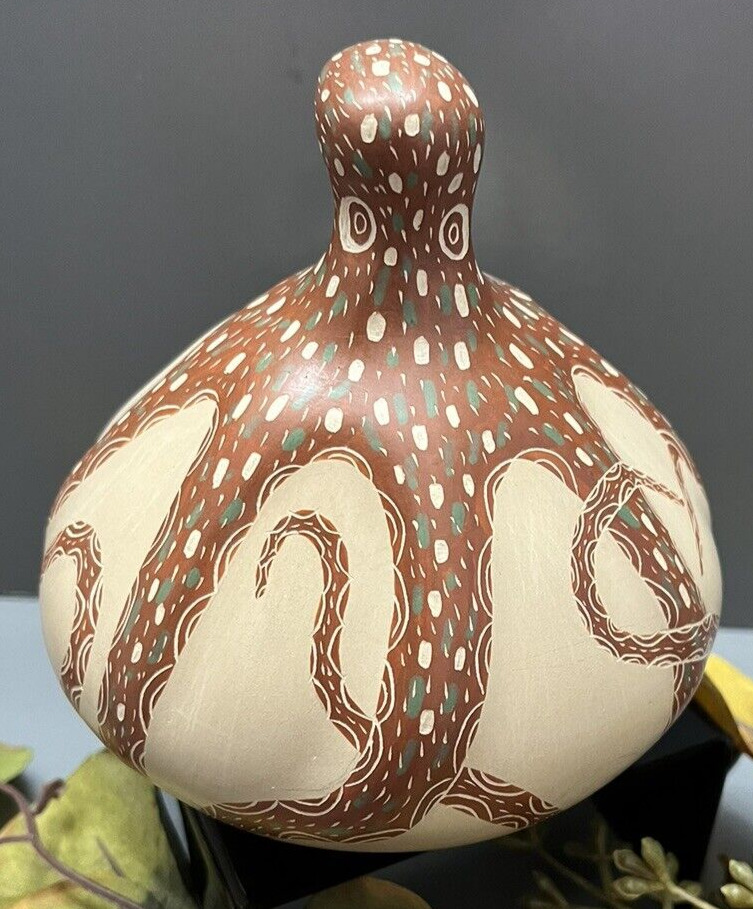Mata Ortiz Pottery Octopus Jorge Corona Guillen Mexican Folk Art Mexico Ceramic