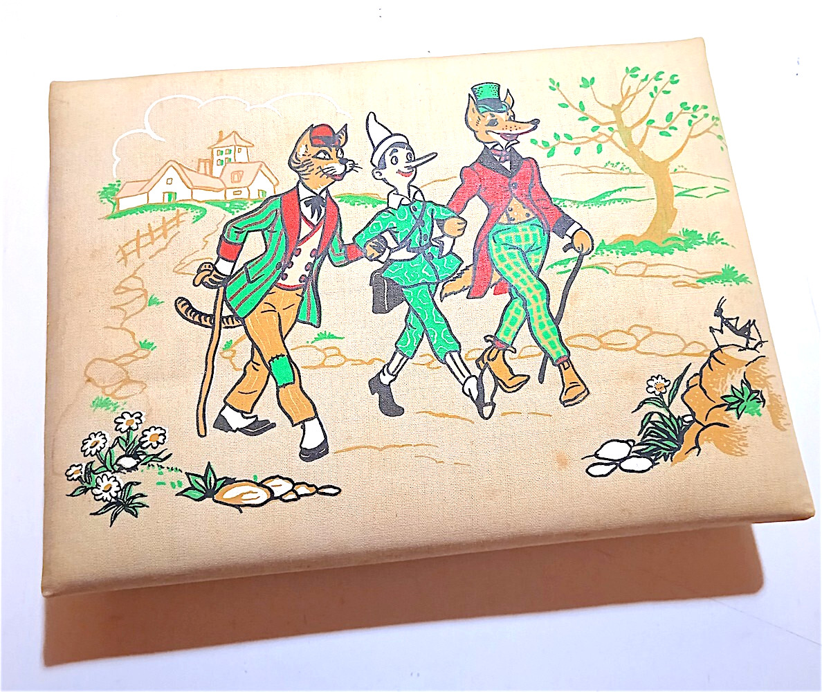 PINOCCHIO caffarel prochet 50/60s Torino italy candy box fabric print