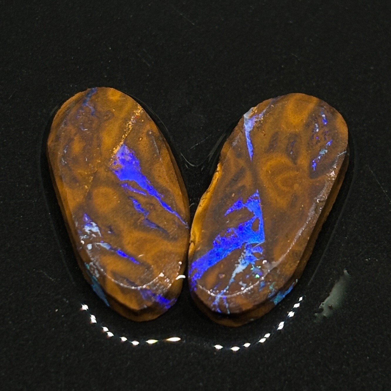 Beautiful Australian Royal Blue Boulder Opal Pair