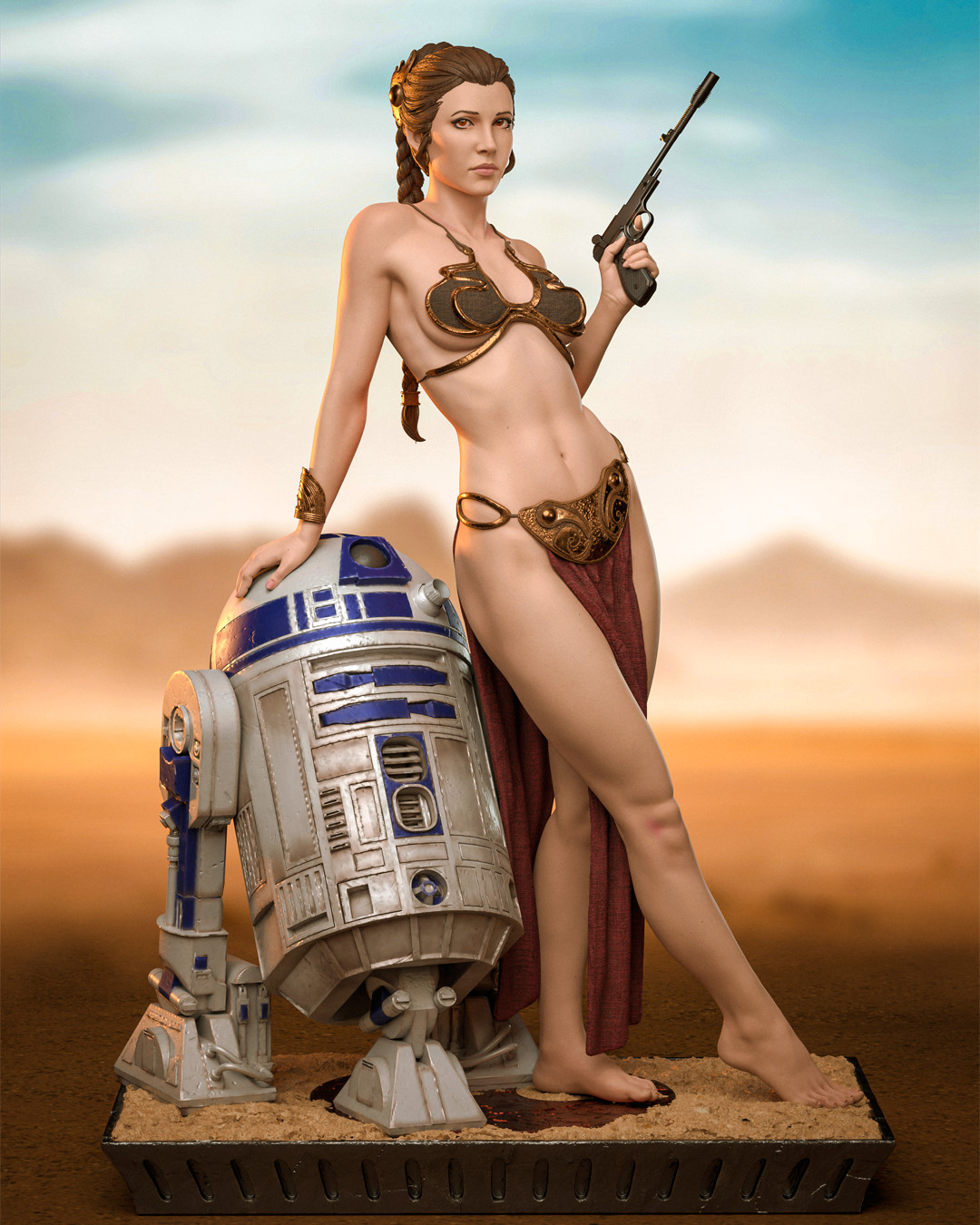 Rebel Icon Leia and R2D2 – Star Wars | UNPAINTED | 1/6 Scale Resin Kit