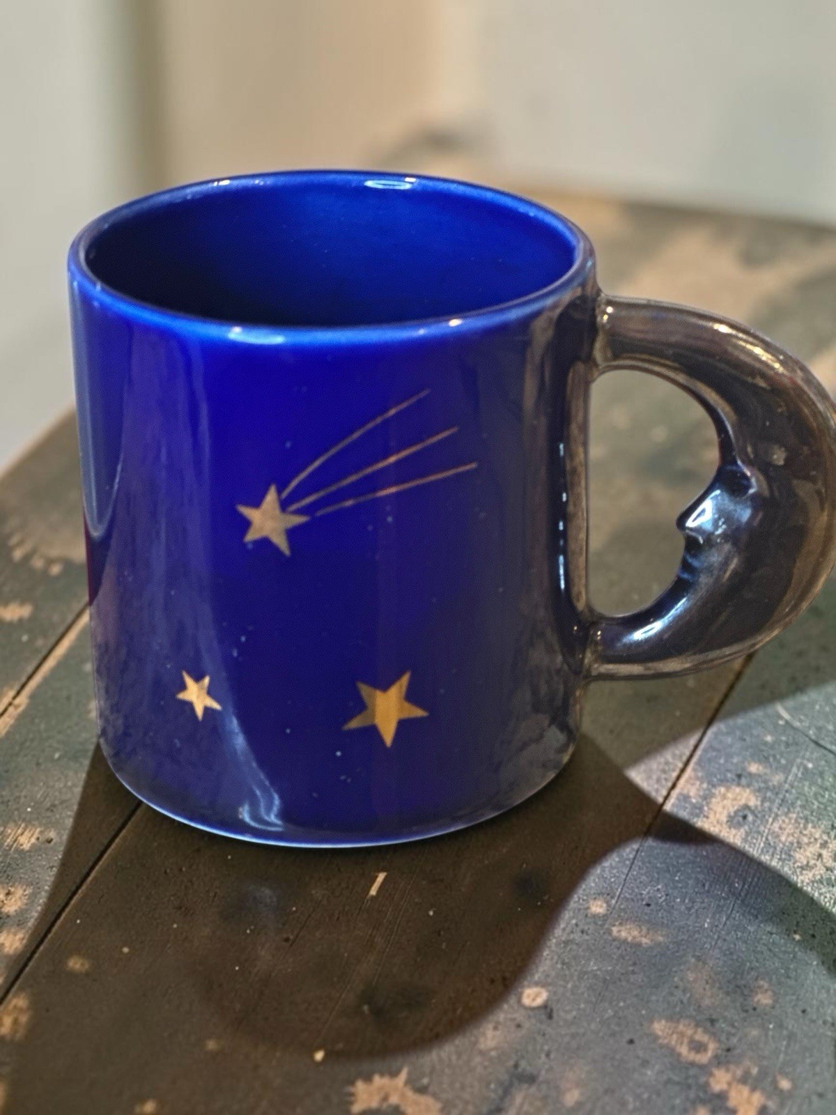 Vintage 1978 Vandor Celestial Whimsigoth Mug Japan Silver Handle Cobalt Blue