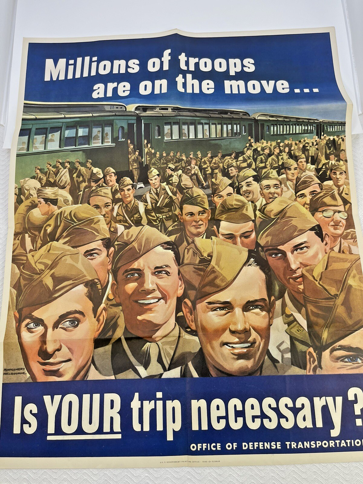 Original VTG WW2 Is Your Trip Necessary Poster propaganda Rare