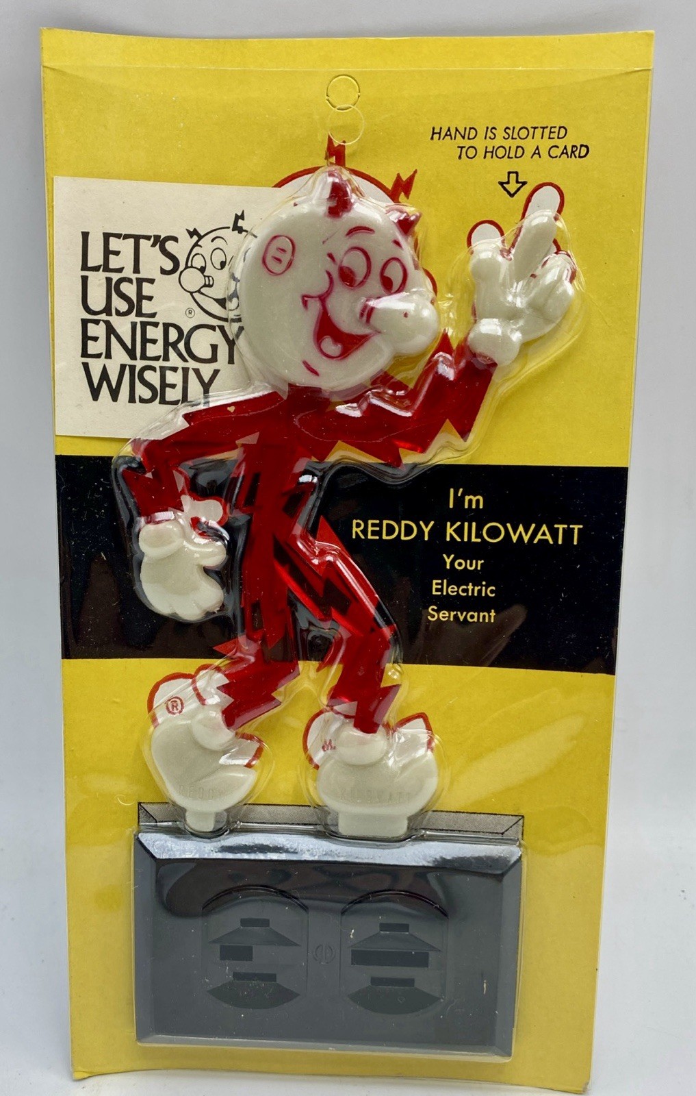 Vintage Reddy Kilowatt Business Card Figure In Mailer Glows in Dark 1961 Vintage