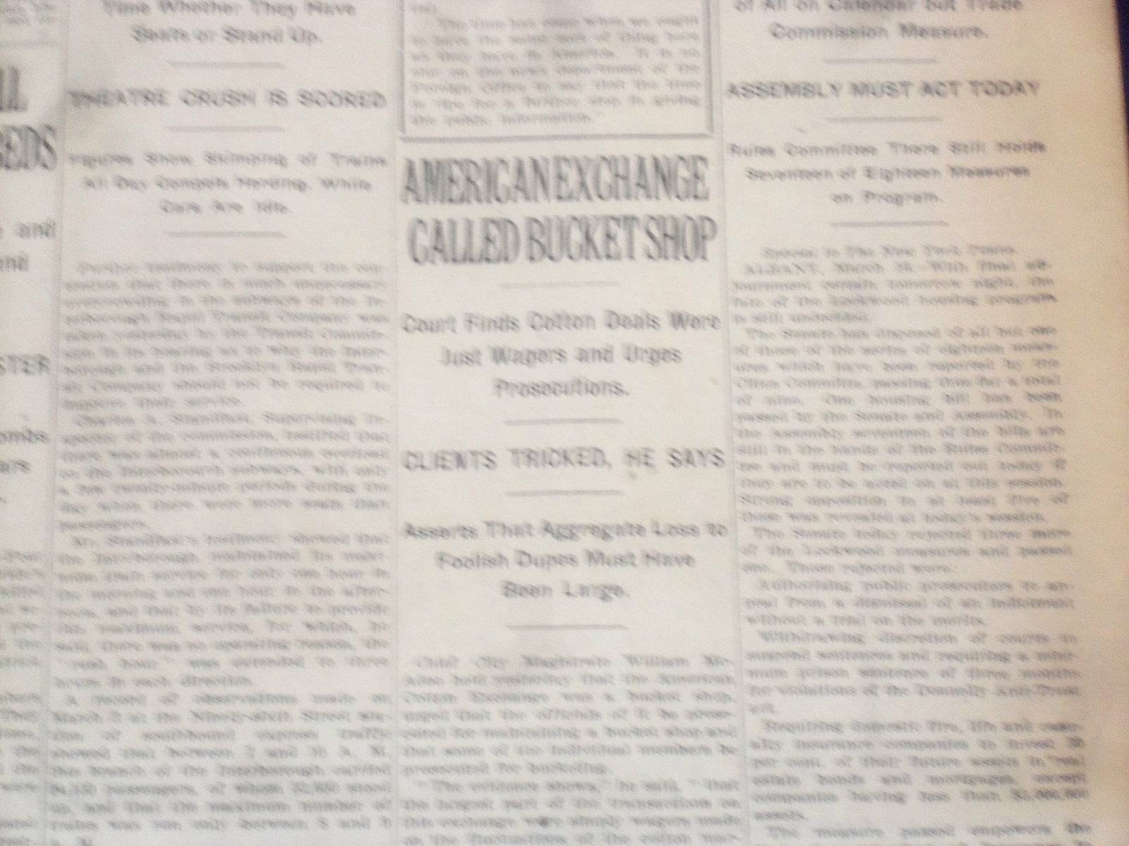 1922 MARCH 17 NEW YORK TIMES - AMERICAN EXCHANGE CALLED BUCKET SHOP - NT 8318