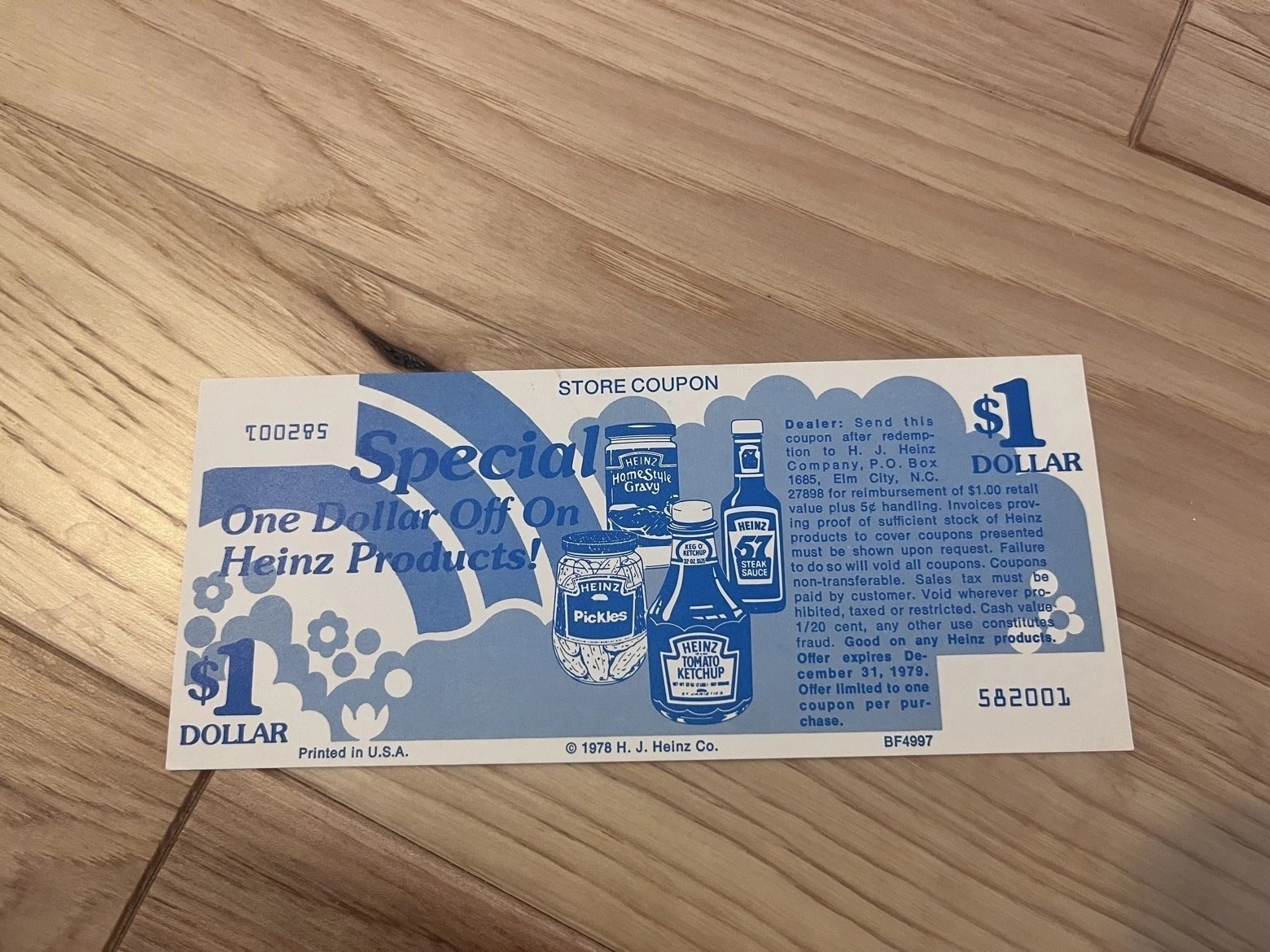 Vintage 1979 Heinz $1.00 Off Store Coupon Exp Dec 31 1979