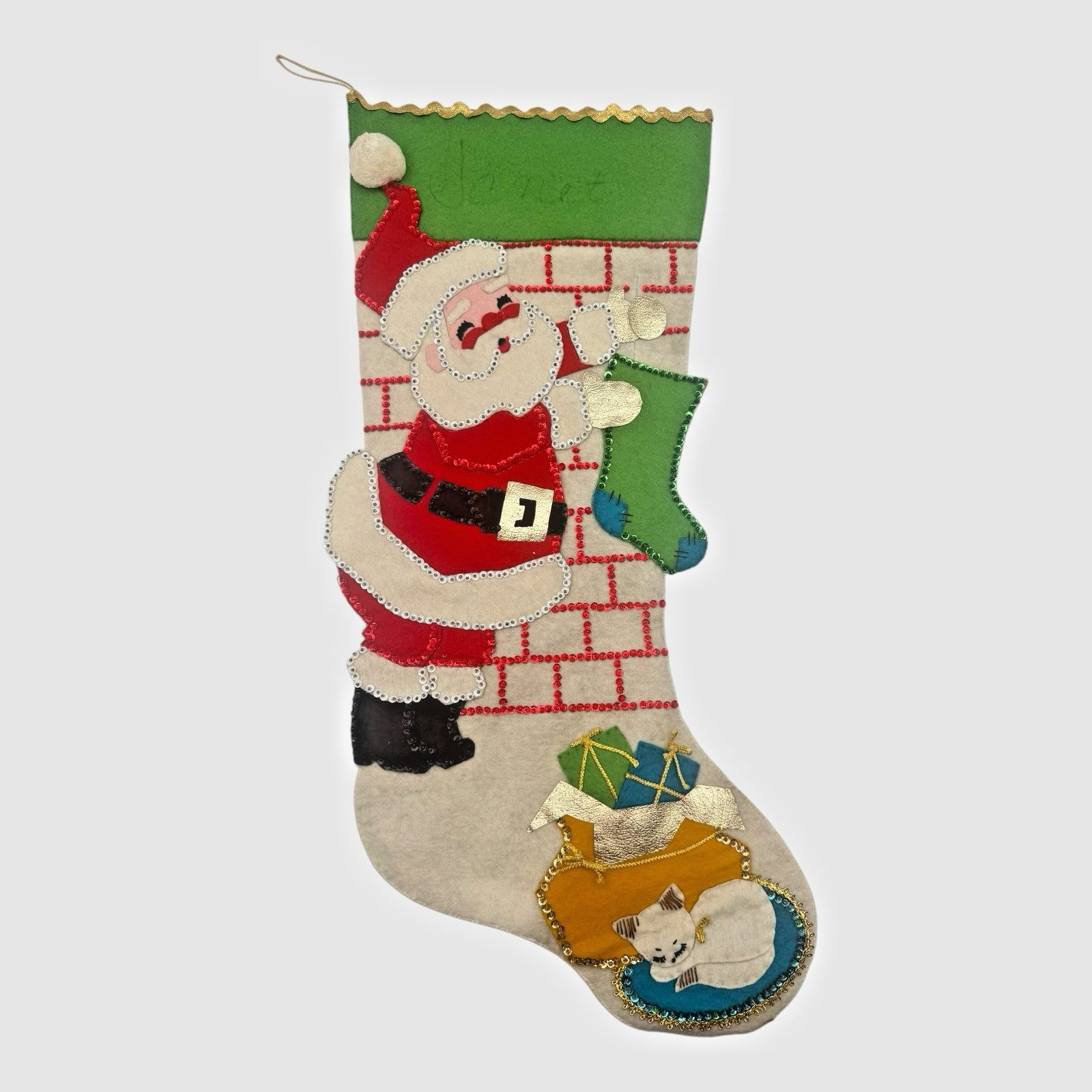 Bucilla 3025 Jeweled Santa & Cat Jumbo 26\ Bucilla 3025 Jeweled Santa & Cat Jumbo 26\