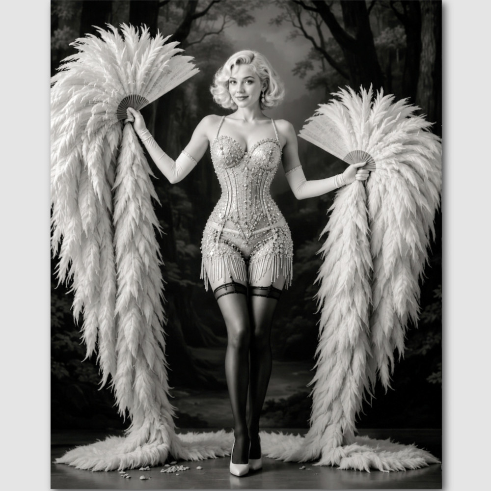 Showgirl Photo Print 1950s Girl Flapper Burlesque Dancer 8 by 10 Vintage 502 Showgirl Photo Print 1950s Girl Flapper Burlesque Dancer 8 by 10 Vintage 502