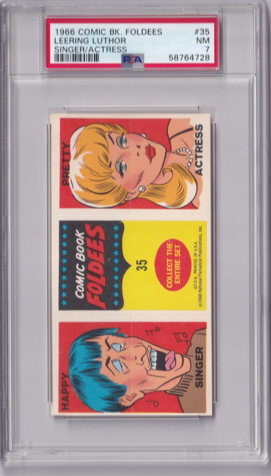 1966 COMIC BOOK FOLDEES SINGER/ACTRESS #35 LEERING LUTHOR PSA 7