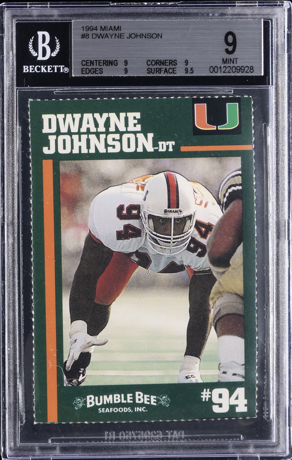 1994 MIAMI #8 DWAYNE JOHNSON BGS 9