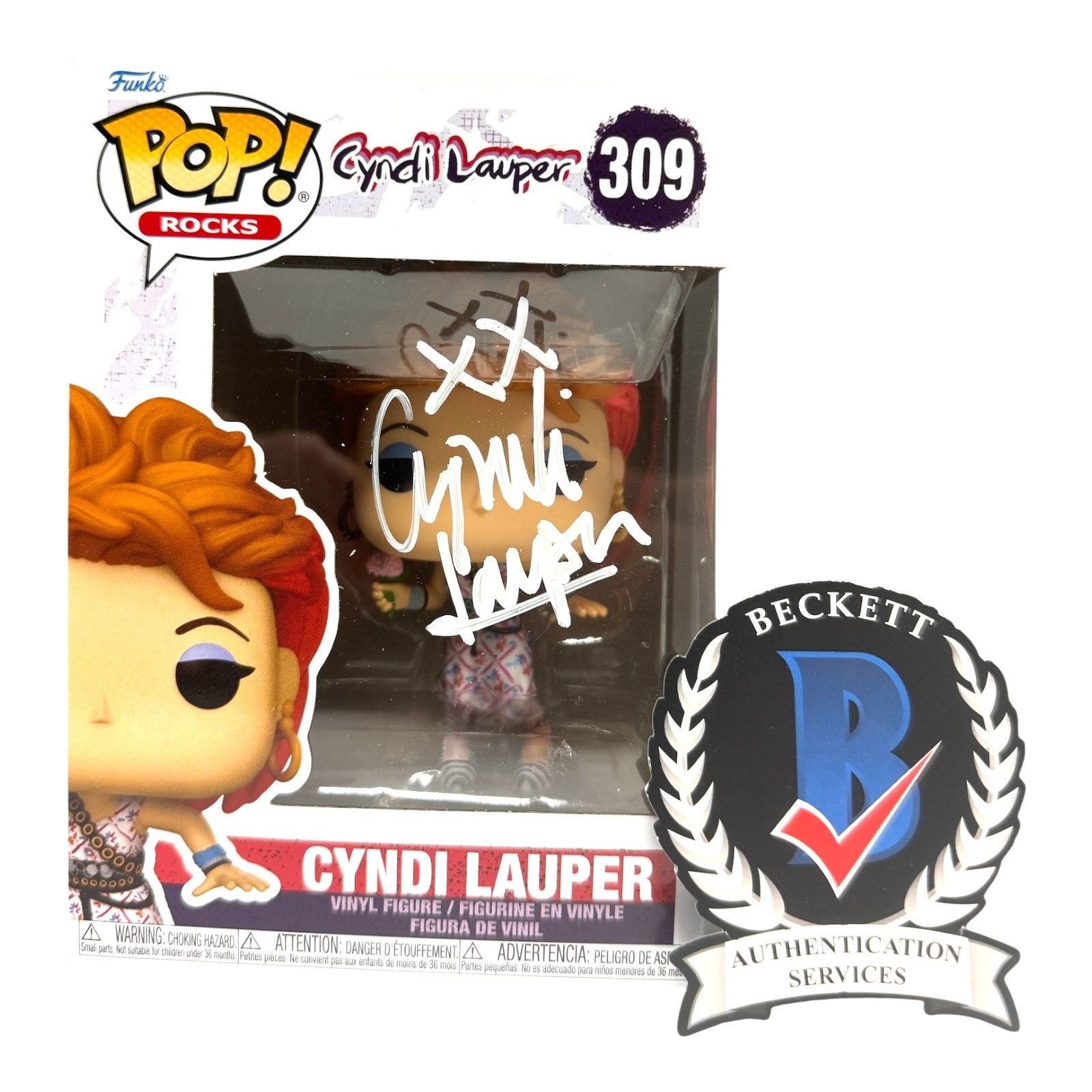 Cyndi Lauper Signed Autograph Funko Pop 309 BECKETT BAS COA