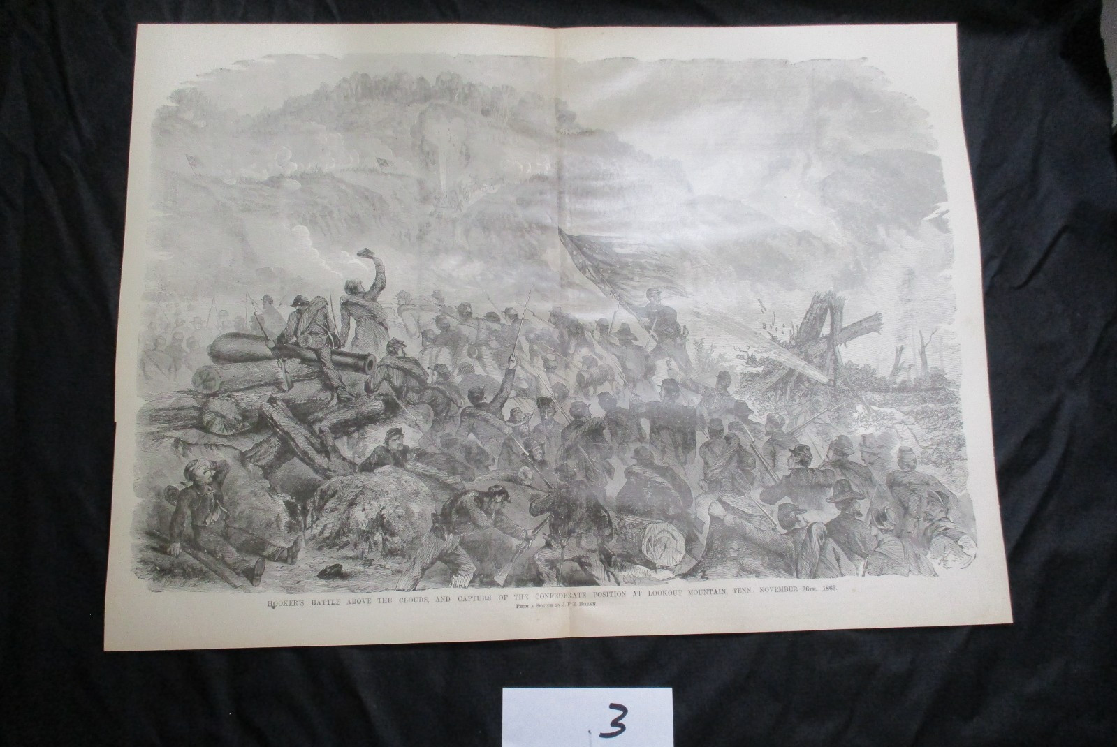 1885 Civil War Print - Battle of Lookout Mountain, Chattanooga, Tennessee 1863