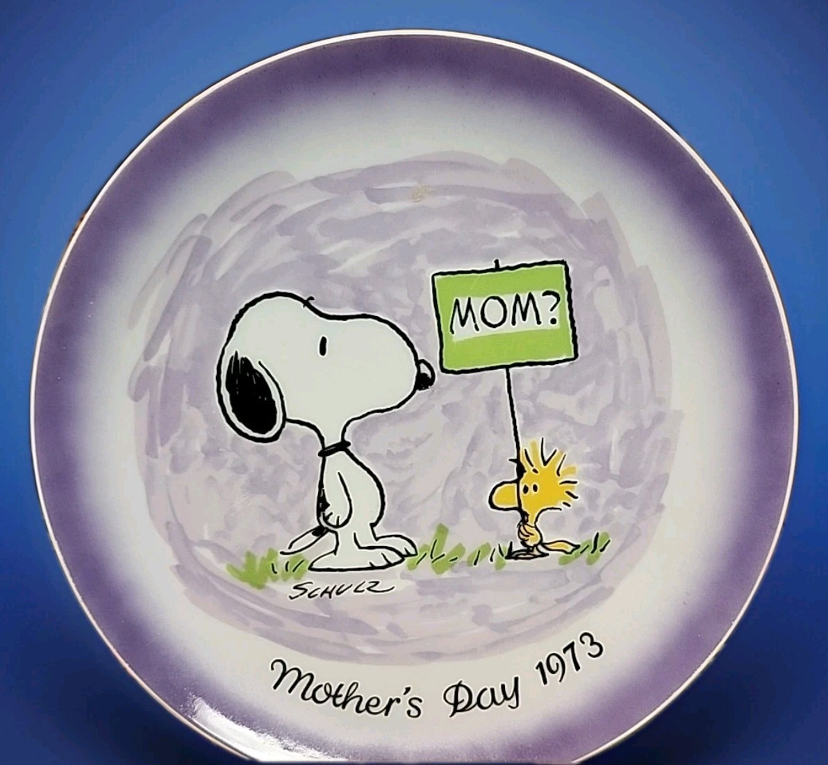  Peanuts Snoopy Woodstock 1973 Mothers Day Plate  Schmid 