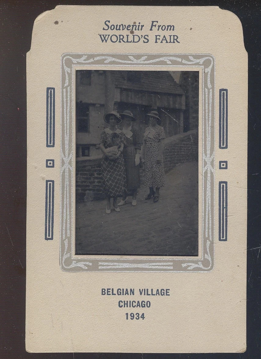 1934 Chicago Worlds Fair Mounted Photograph Belgium Village Souvenir Vintage