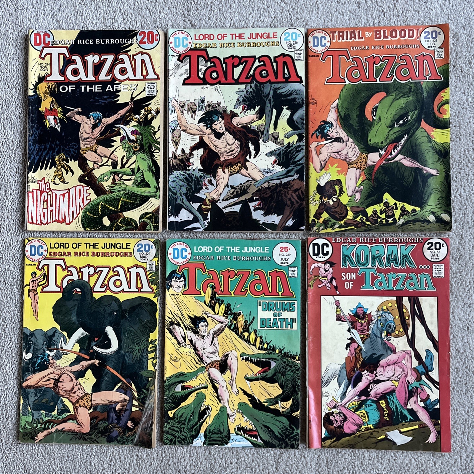 Lot of 6 Tarzan DC Comics 1970s Bronze Age Joe Kubert Low Grade 