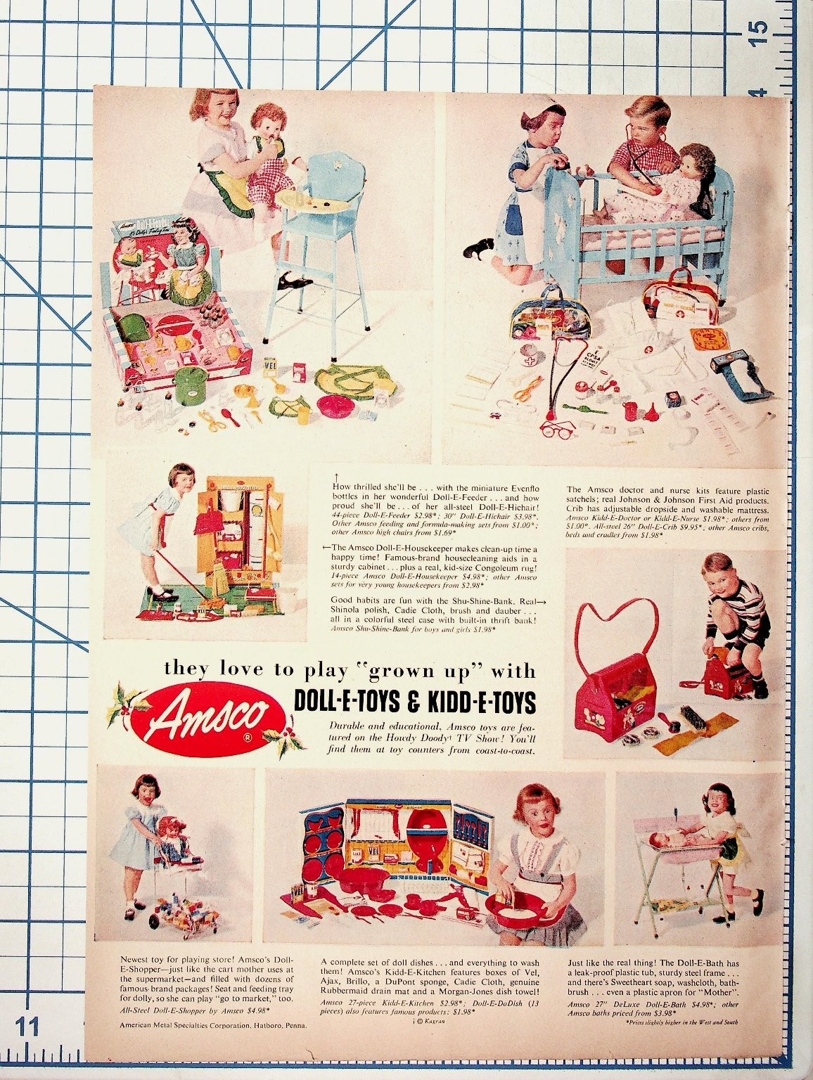 Vintage 1950s Amsco Doll-E-Toys Kidd-E-Toys Magazine Ad Howdy Doody Era Vintage 1950s Amsco Doll-E-Toys Kidd-E-Toys Magazine Ad Howdy Doody Era
