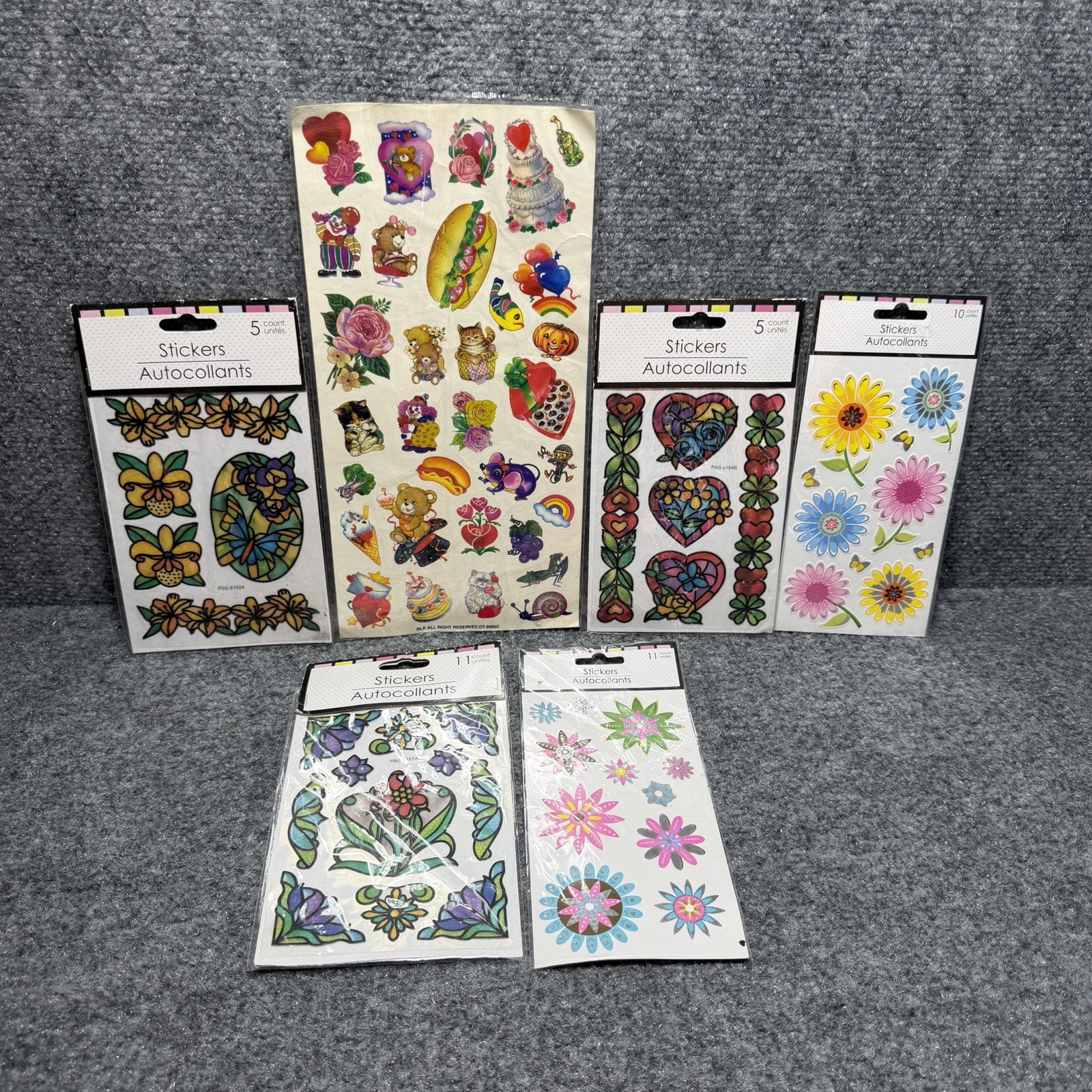 Vintage Sticker Lot Of (6 Packs) Sealed Floral Stained Glass Look Y2K Style