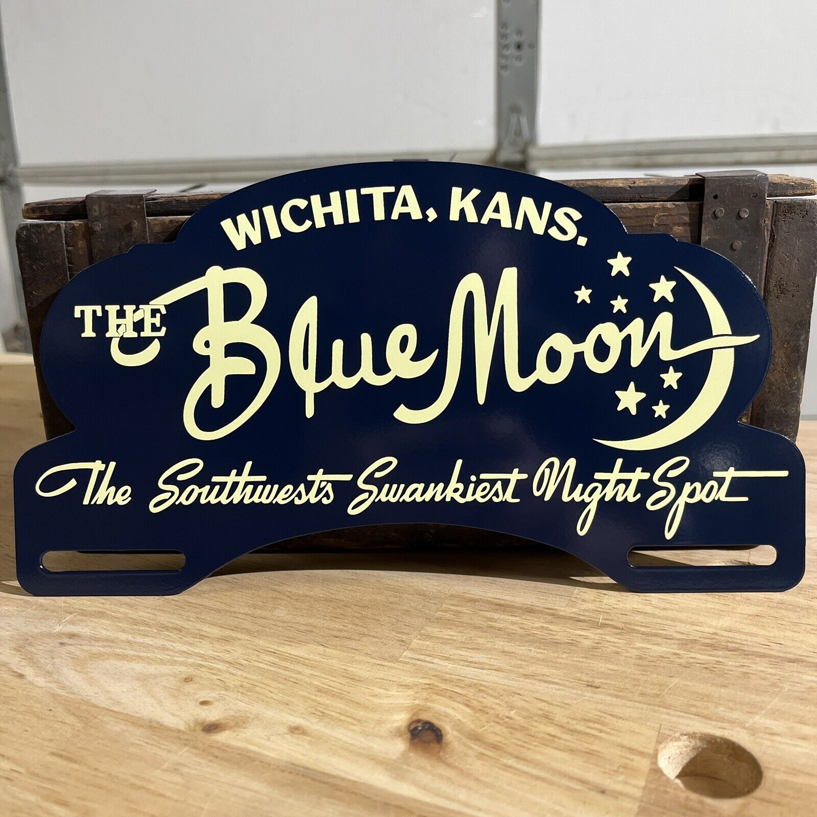 Blue Moon Night Club Wichita Kansas Metal License Plate Tag Topper Sign