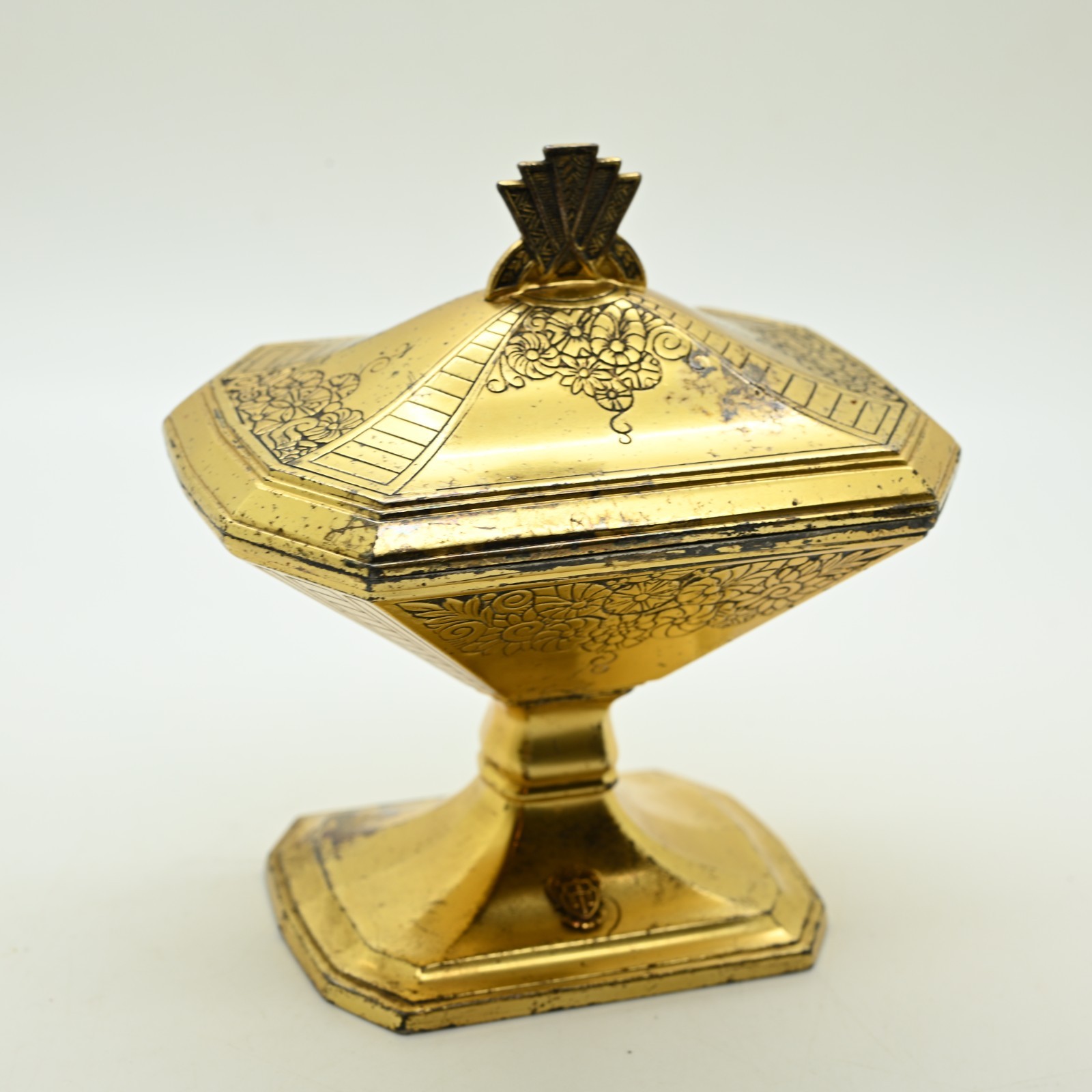 Antique Phi Pi Phi Alpha Sigma Phi Fraternity Jewelry Casket Box Gold Plated