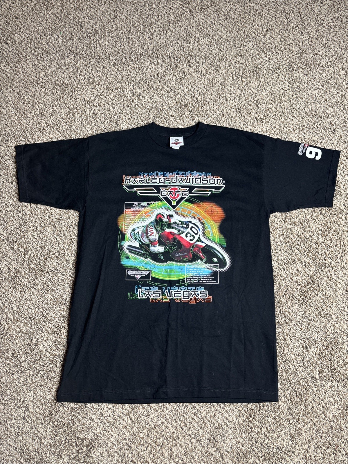 NWOT Vintage 1997 Harley Davidson Cafe Las Vegas Racer Graphic Shirt Sz XL Blk NWOT Vintage 1997 Harley Davidson Cafe Las Vegas Racer Graphic Shirt Sz XL Blk