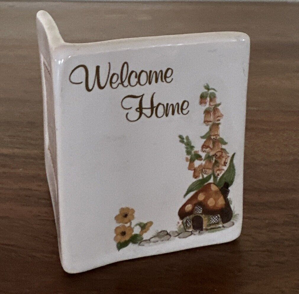 Vtg Porcelain “Welcome Home” Love Sign Placard Book 4 Returning Loved Ones 2x3”