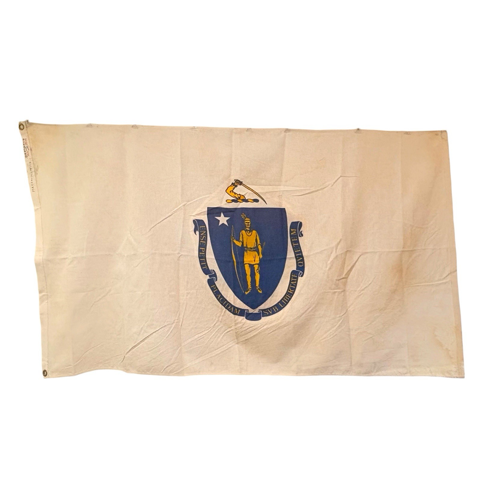 Vintage 1960S Cotton Flag Of Massachusetts State Usa America - 3 X 5